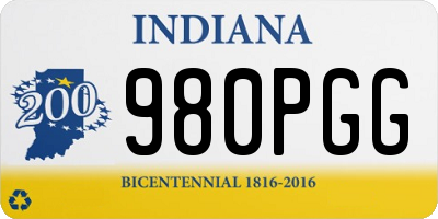 IN license plate 980PGG