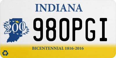 IN license plate 980PGI