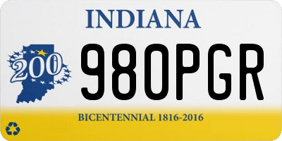 IN license plate 980PGR