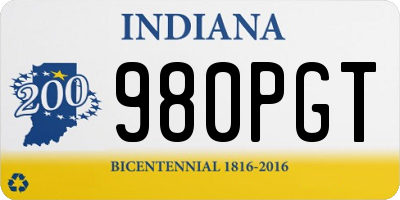 IN license plate 980PGT