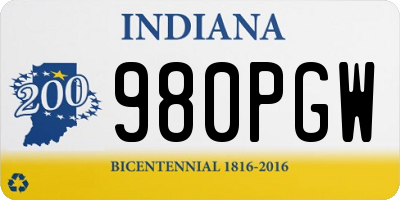 IN license plate 980PGW