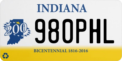 IN license plate 980PHL