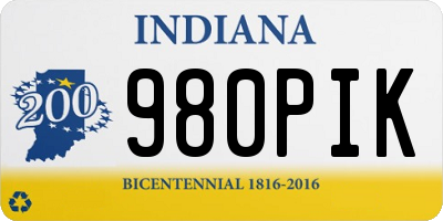 IN license plate 980PIK