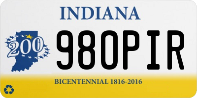 IN license plate 980PIR