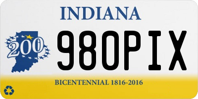 IN license plate 980PIX