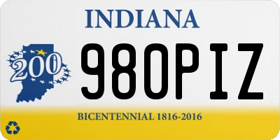 IN license plate 980PIZ