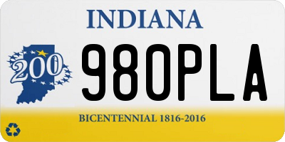 IN license plate 980PLA