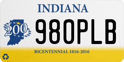 IN license plate 980PLB
