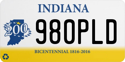 IN license plate 980PLD