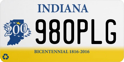 IN license plate 980PLG