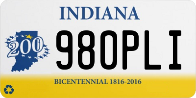 IN license plate 980PLI