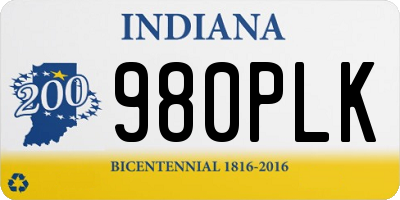 IN license plate 980PLK