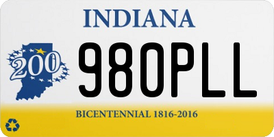 IN license plate 980PLL