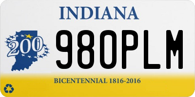IN license plate 980PLM
