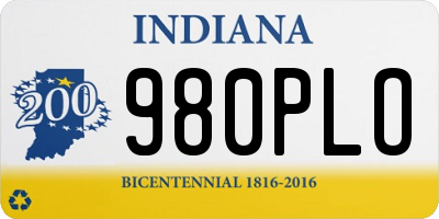 IN license plate 980PLO