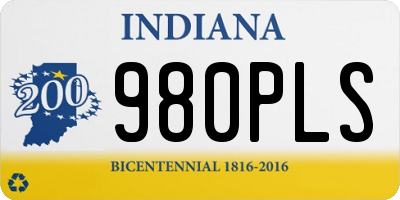 IN license plate 980PLS