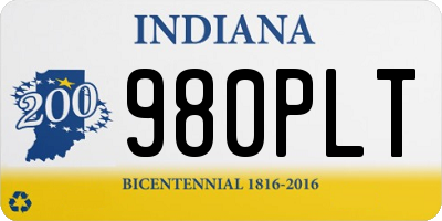 IN license plate 980PLT
