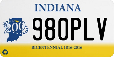 IN license plate 980PLV