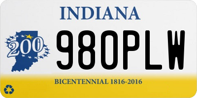 IN license plate 980PLW
