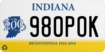 IN license plate 980POK