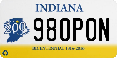 IN license plate 980PON