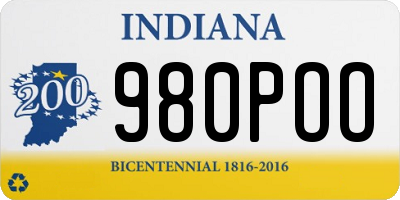 IN license plate 980POO