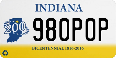 IN license plate 980POP