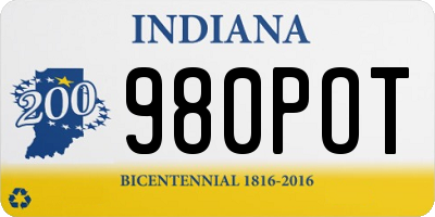 IN license plate 980POT
