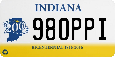 IN license plate 980PPI