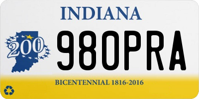 IN license plate 980PRA