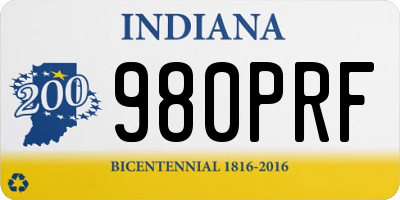 IN license plate 980PRF