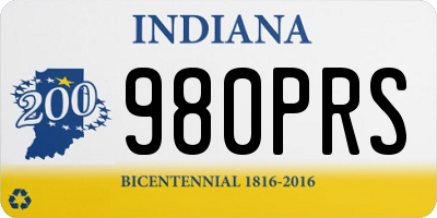 IN license plate 980PRS