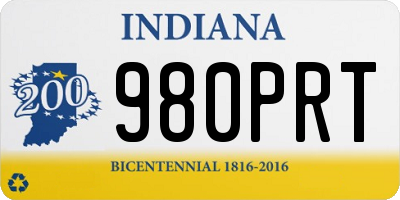 IN license plate 980PRT