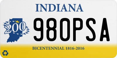 IN license plate 980PSA