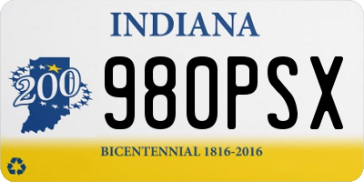 IN license plate 980PSX