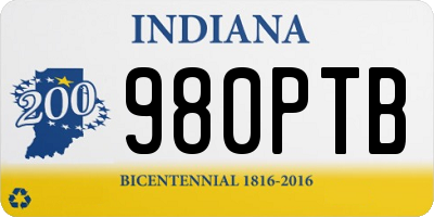 IN license plate 980PTB