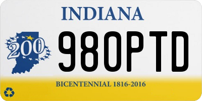 IN license plate 980PTD