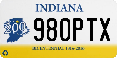 IN license plate 980PTX