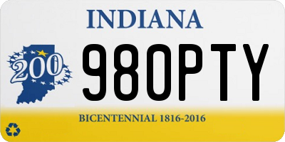 IN license plate 980PTY