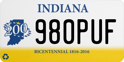 IN license plate 980PUF
