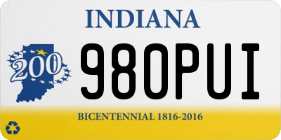 IN license plate 980PUI