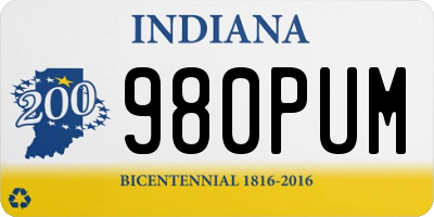IN license plate 980PUM
