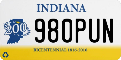 IN license plate 980PUN