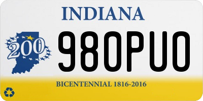 IN license plate 980PUO