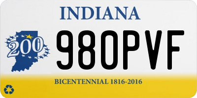 IN license plate 980PVF