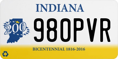 IN license plate 980PVR
