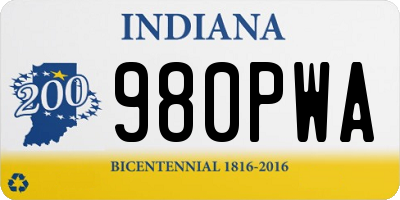 IN license plate 980PWA