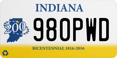 IN license plate 980PWD