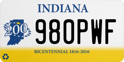 IN license plate 980PWF
