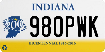 IN license plate 980PWK